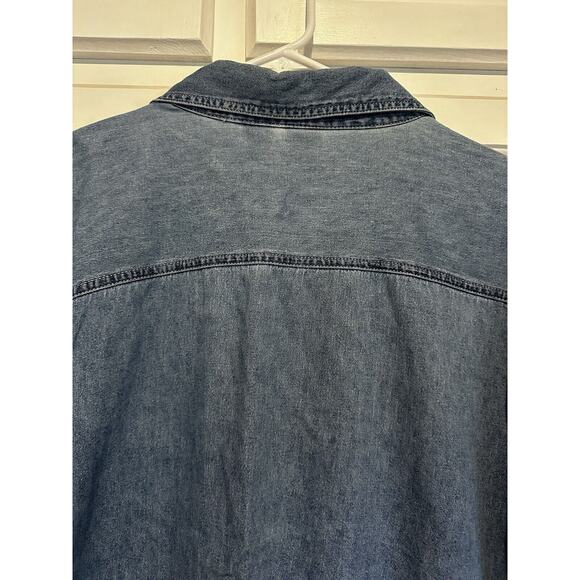 Tweety Bird Vintage Y2K Looney Tunes Embroidered Womens Denim Button Up Shirt XL - Picture 10 of 12